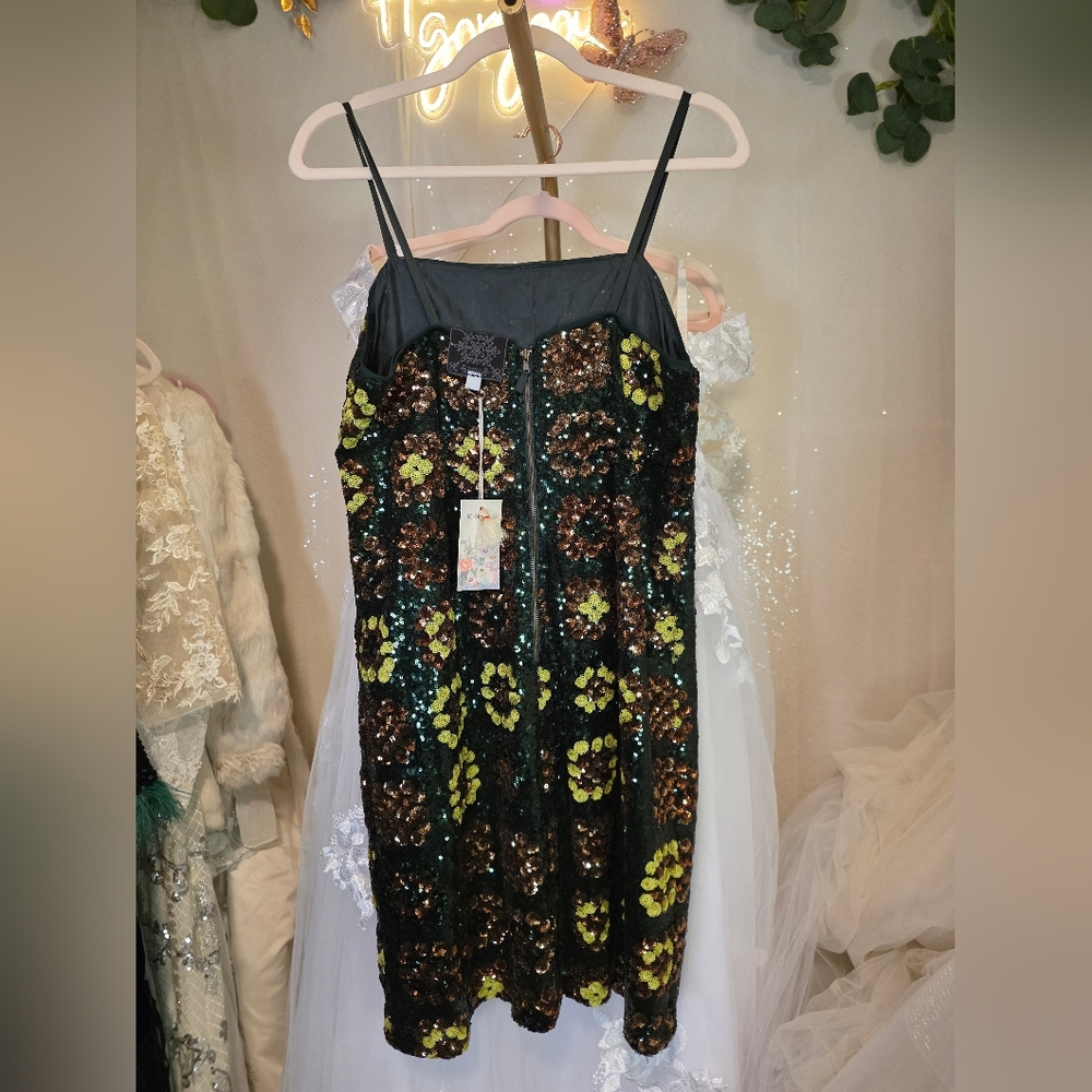 NWT Size M Johnny Was Love Gemini Sequin Spaghetti Strap Mini Dress - Picture 10 of 13